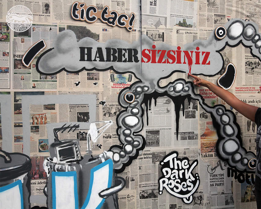 Detail: Tic Tac... HaberSizsiniz... made by DoggieDoe and Motus - The Dark Roses - Meeting of Allstars 2014 (MOAS2014) Barbaros Parkı, Beşiktaş, Istanbul, Turkey 7. September 2014